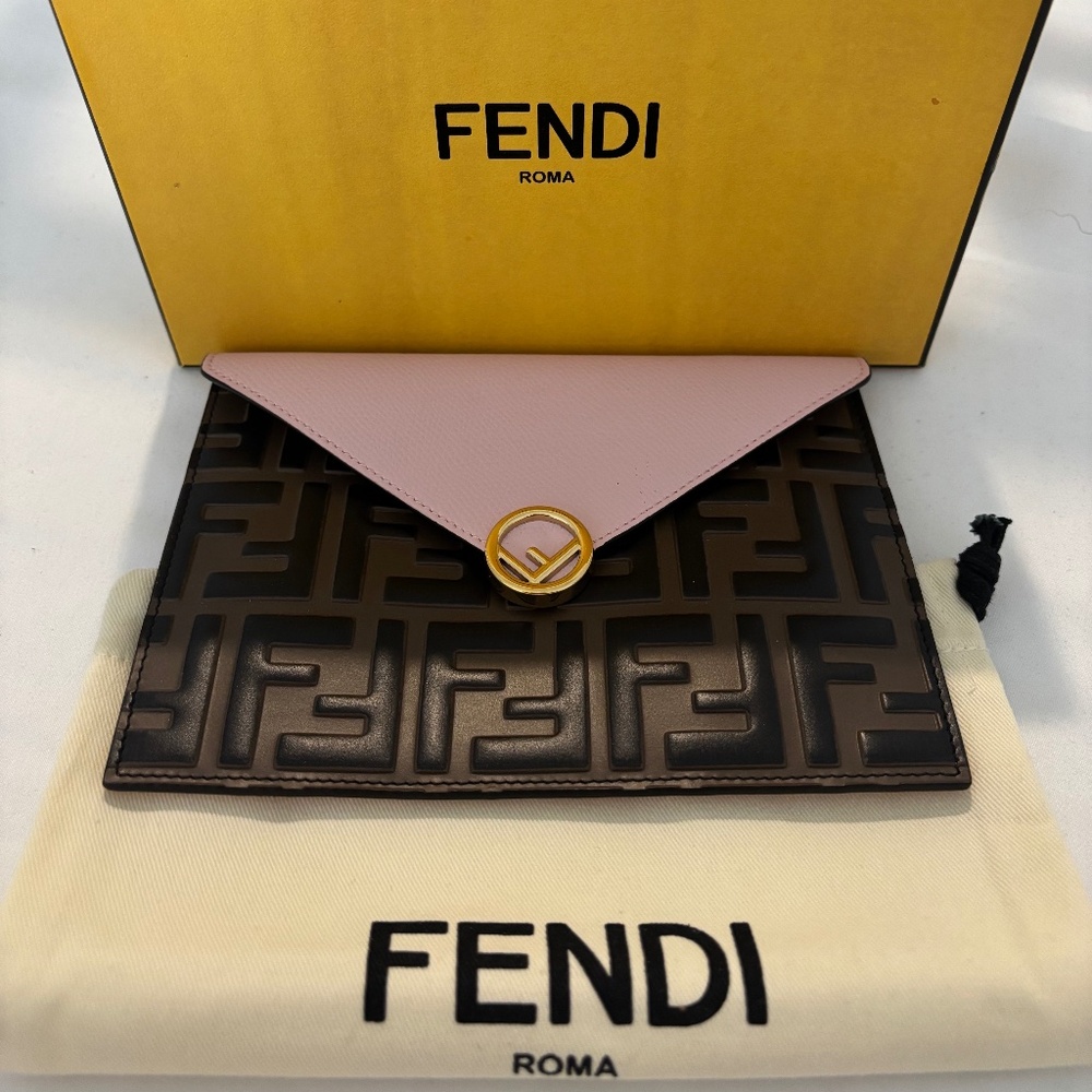 Authentic Fendi 2019 FF Envelope Clutch